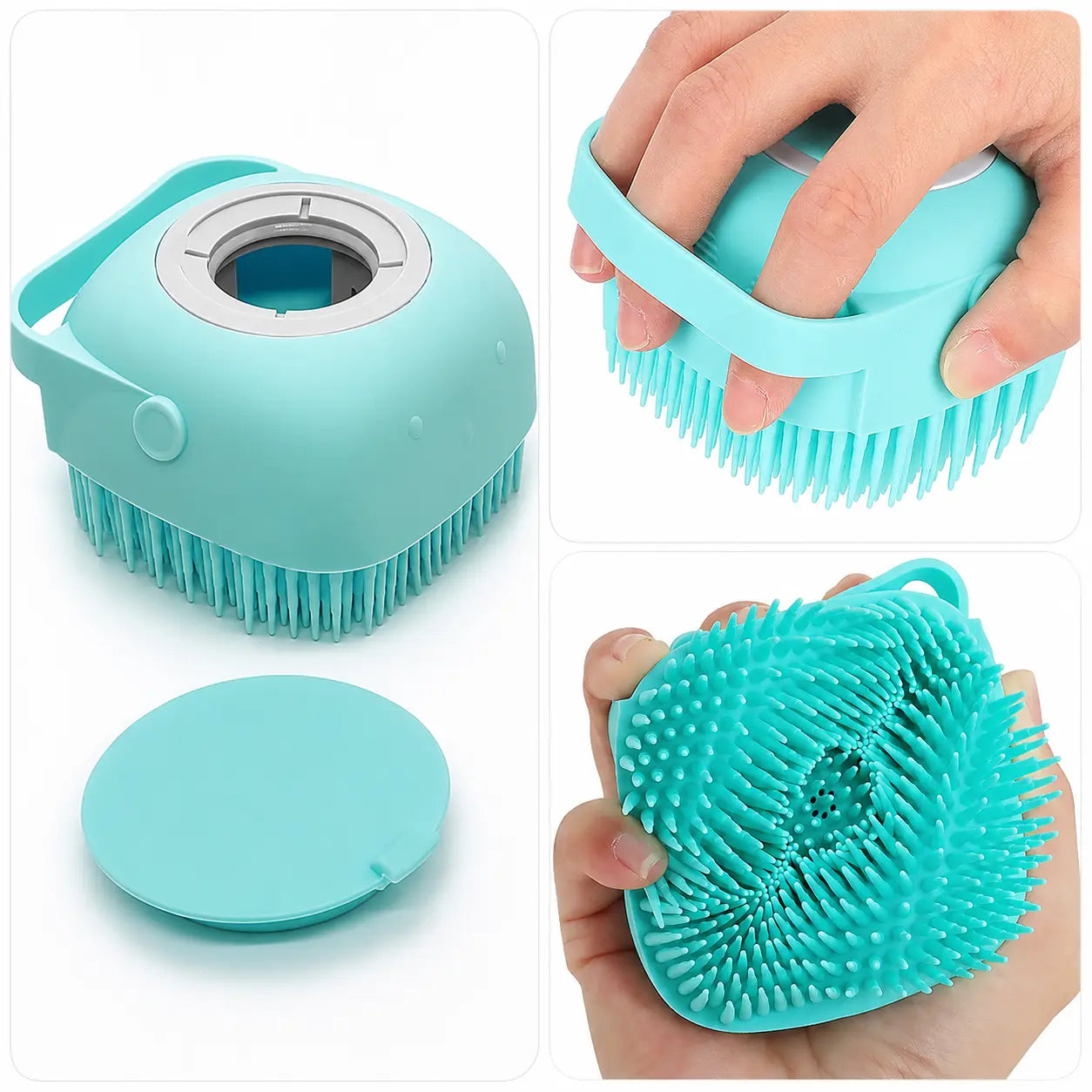 PatiliBU Şampuan Hazneli Kedi Köpek Yıkama Banyo Fırçası