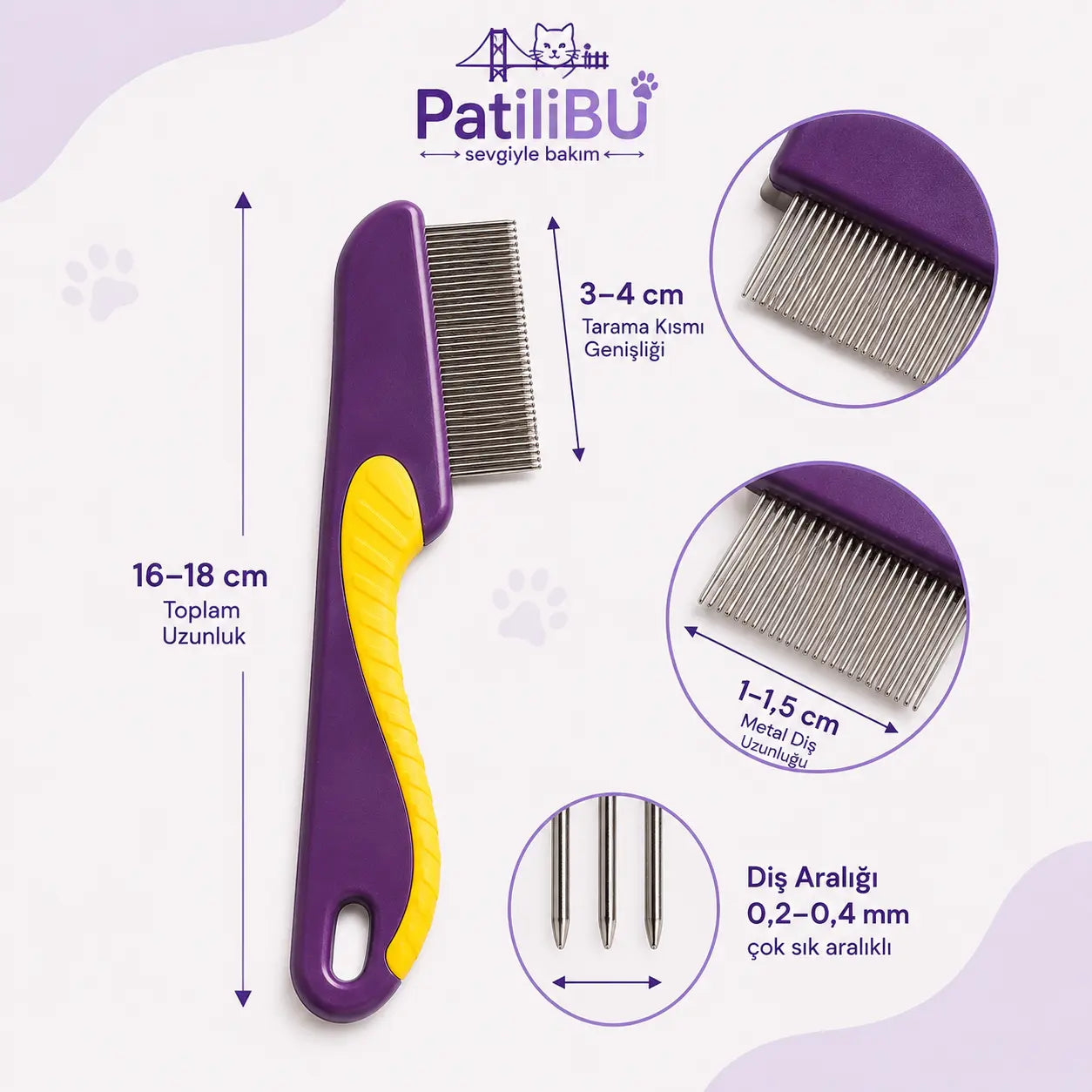 PatiliBU Uzun Saplı Bit Temizleme Tarağı